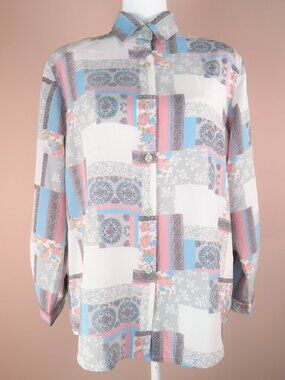 Vintage Patchwork Medley Button Down Blouse